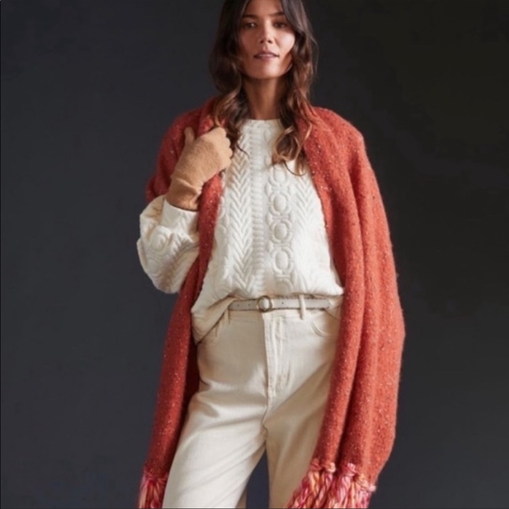 Anthropologie Tasseled Blanket Scarf New - Picture 1 of 4
